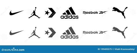 Set Of Popular Sportswear Manufactures Logos Vector Illustration