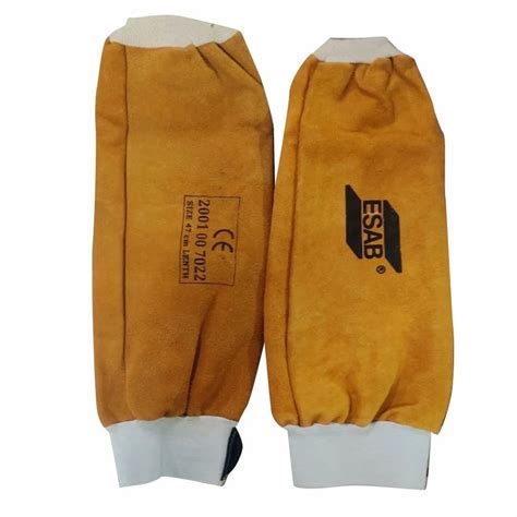 Leather Mustard And White Esab Dura Welding Hand Sleeves Size Cm