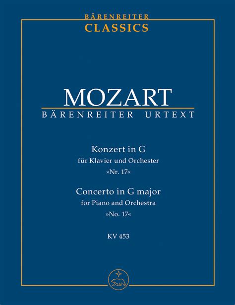 Sheet Music Wolfgang Amadeus Mozart Piano Concerto No 17 In G K 453