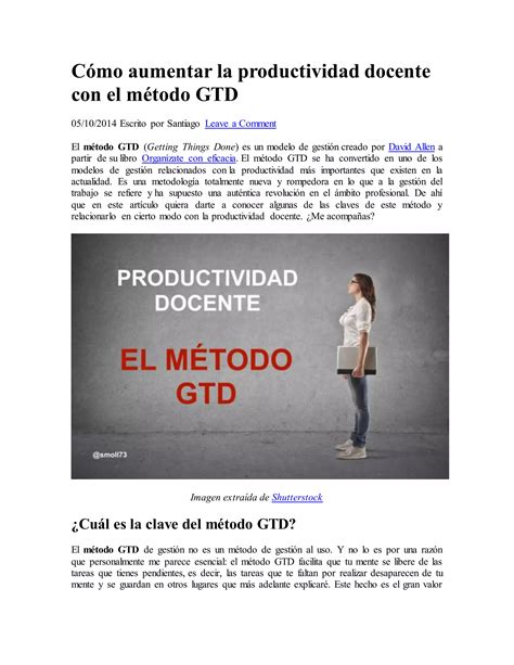 Cómo aumentar la productividad docente con el método gtd PDF