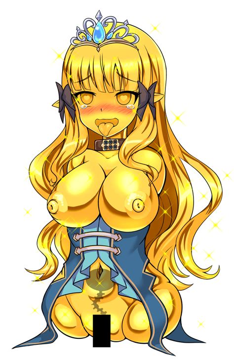 Rule 34 1girls 2d Amputee Censor Bar Censored Crown Elf Girl Gold Gold Body Heart Shaped