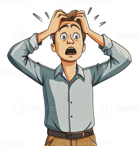 Cartoon man showing stress and anxiety 53289636 PNG