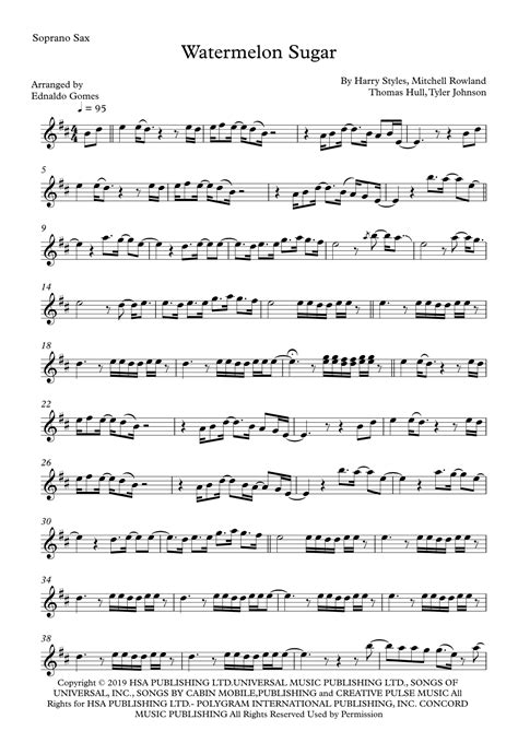 Watermelon Sugar Arr Ednaldo Gomes By Harry Styles Sheet Music For