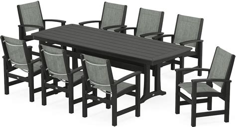 Polywood Outdoor Furniture Coastal 9 Piece Dining Set With Trestle Legs Pws1502 1 Te902 Galeries