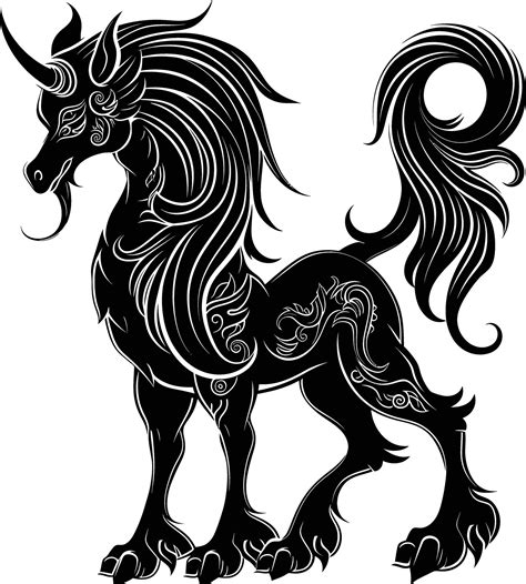 Ai Generated Silhouette Kirin The Mythical Creature Black Color Only