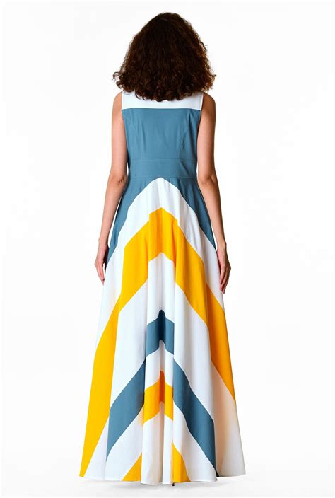 Shop Chevron Stripe Colorblock Maxi Dress EShakti