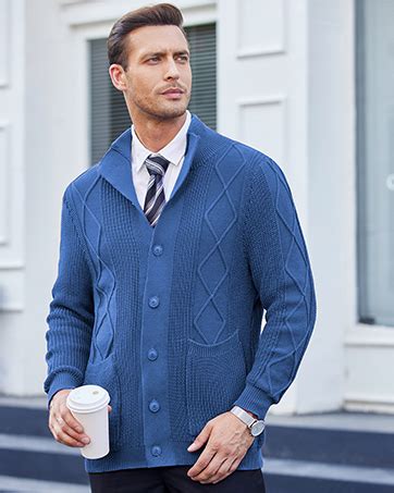 COOFANDY Men S Full Zip Cardigan Sweater Slim Fit Stand Collar Cotton