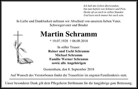 Traueranzeigen Von Martin Schramm Vrm Trauer De