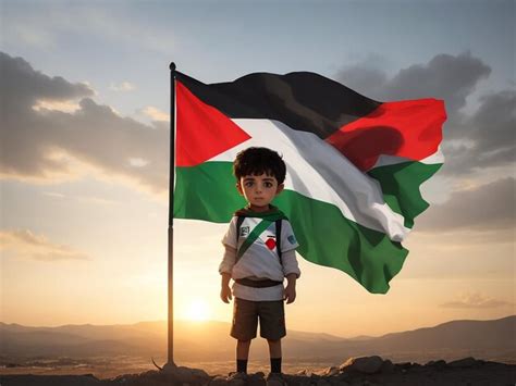 Premium AI Image | This is the art of a child stands with a flag of ...