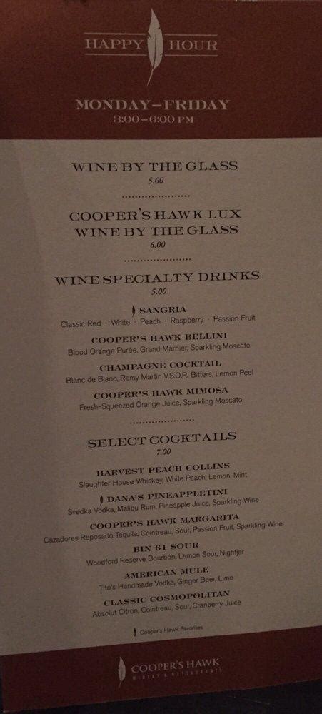 Menu At Coopers Hawk Winery And Restaurant Brookfield Brookfield