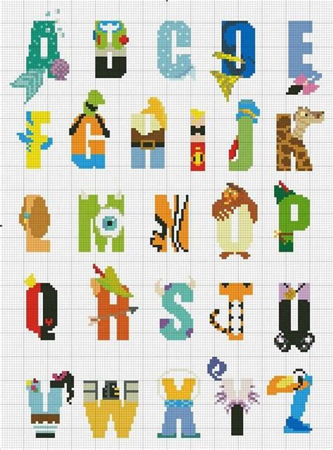 Disney Alphabet Perler Beads Cross Stitch Alphabet Patterns Disney