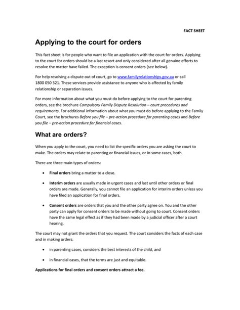 Applying To The Court For Orders