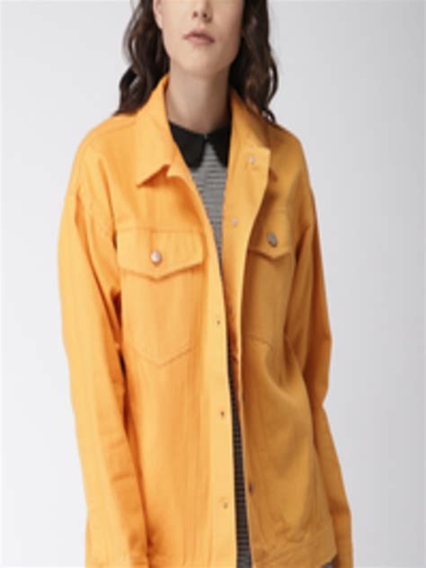 Buy Forever Women Mustard Yellow Solid Denim Jacket Jackets For