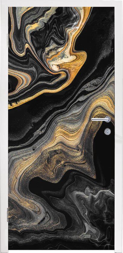 Deursticker Marmer Acryl Goud Luxe Abstract X Cm