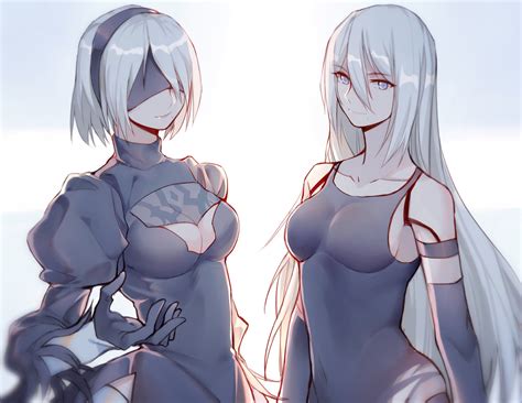 Wallpaper Anime Girls White Background Nier Automata A2 Nier Automata 2b Nier Automata