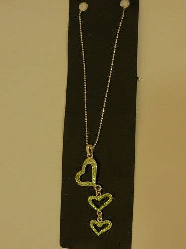 Silver Green Crystal Rhinestone Double Heart Necklace EBay