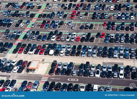 Aerial View Of Car Crowded Parking Lot Stock Images - Image: 32947324