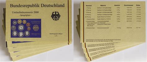 Bundesrepublik Deutschland 5 X 12 88 DM KMS 2000 ADFGJ PP Komplett PP