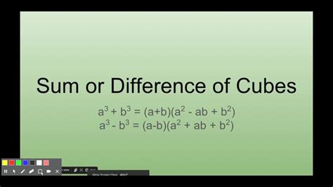 Algebra Ii Lesson 5 3 Example Factoring Sums And Differences Of Perfect Cubes Youtube