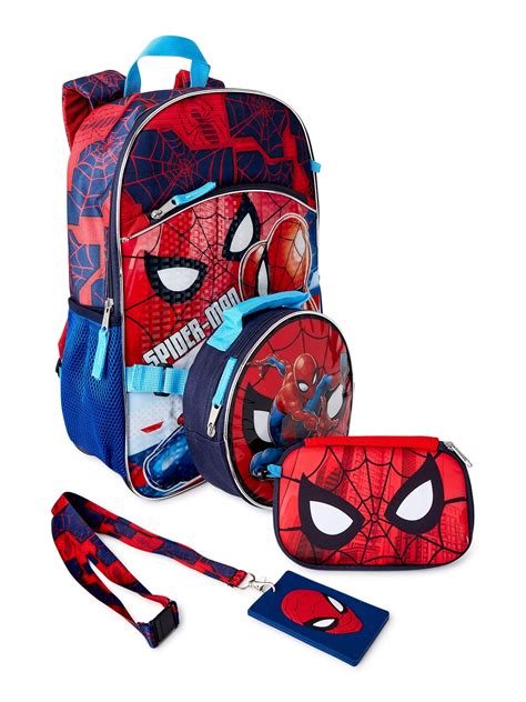 Spiderman 4 Pc 17 School Backpack Lunch Kit Lanyard 3d Molde High Order