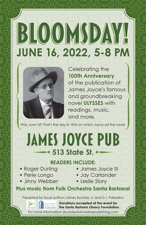 BLOOMSDAY! A celebration of James Joyce's Ulysses - The Santa Barbara ...