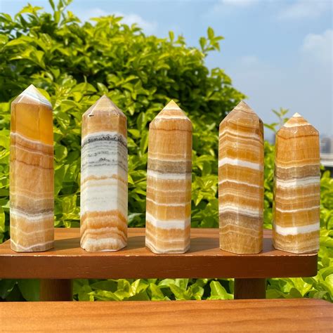 Banded Calcite Tower Banded Orange Calcite Point Quartz Etsy