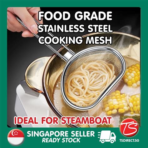 sg stock food grade stainless steel steamboat ladle cooking mesh