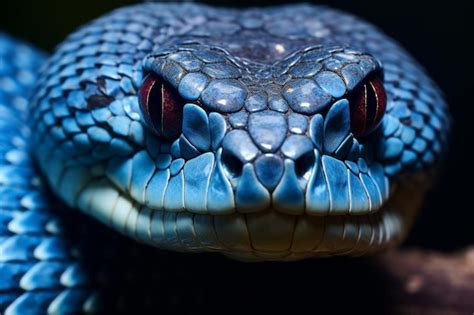 Premium Photo Blue Viper Snake Closeup Face Head Of Viper Snake Blue