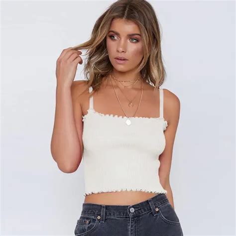 2018 Women Tank Top Sexy Low Cut Basic T Shirt Womens Sleeveless Summer Off Shoulder Strappy