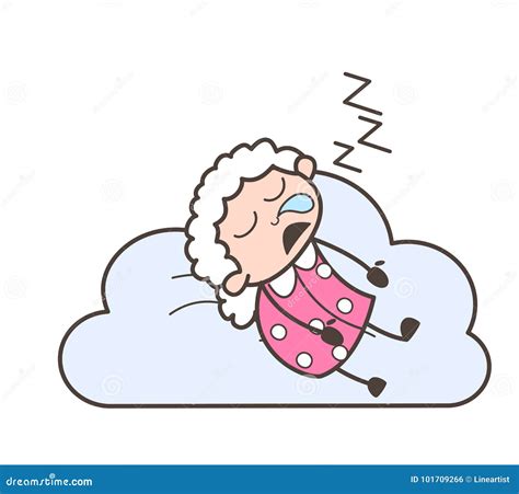 Cartoon Funny Granny Sleeping and Snoring Vector Illustration Stock ...