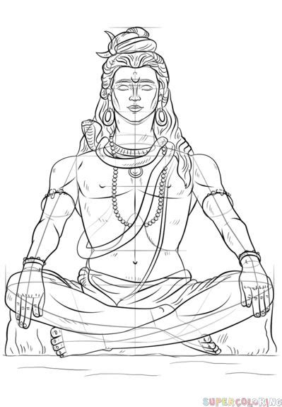 Easy Drawing Of Lord Shiva With Colour How To Draw Lord Shiva Part 2