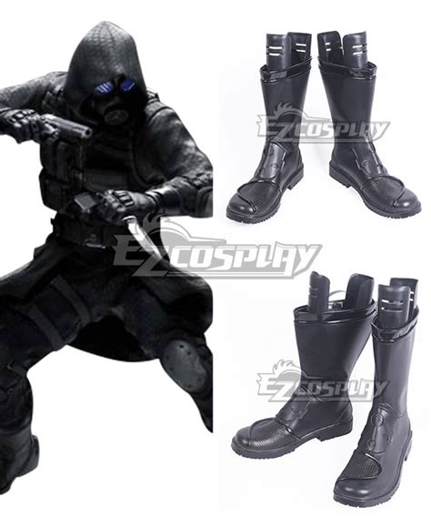 Resident Evil Umbrella Security Service Vector Black Shoes Cosplay Boots