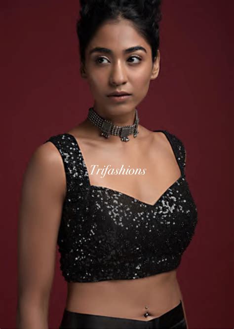 Black Sequins Indian Blouse for Women India Crop Top Saree | Etsy