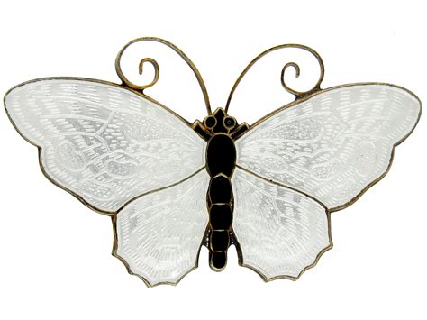 Silver Enamel Butterfly Brooch 396E The Antique Jewellery Company