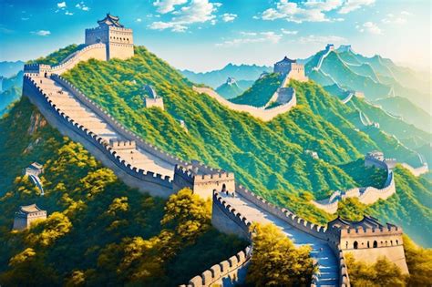 Premium AI Image | The great wall of china painting