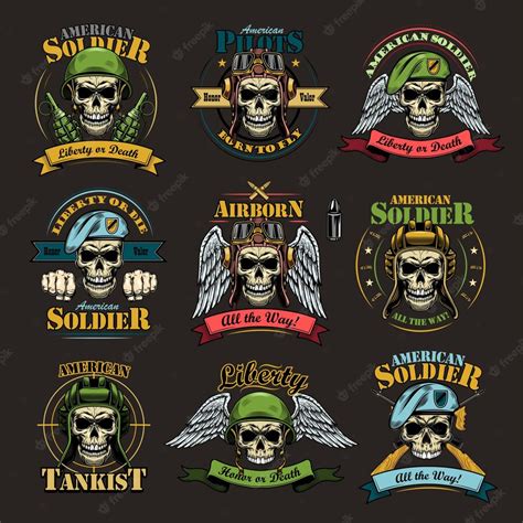 Premium Vector | Army emblems set