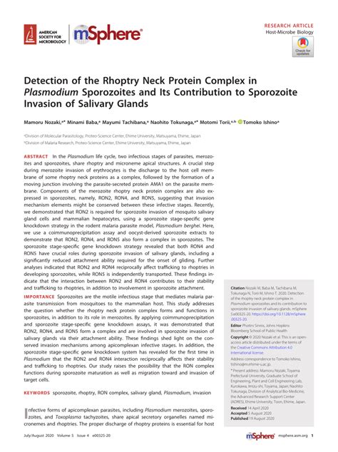 Pdf Detection Of The Rhoptry Neck Protein Complex In Plasmodium