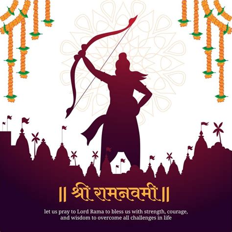 Premium Vector Happy Ram Navami Hindu Festival Greeting Vector