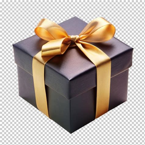 Black Gift Box With Gold Ribbon And Bow Premium Ai Generated Psd