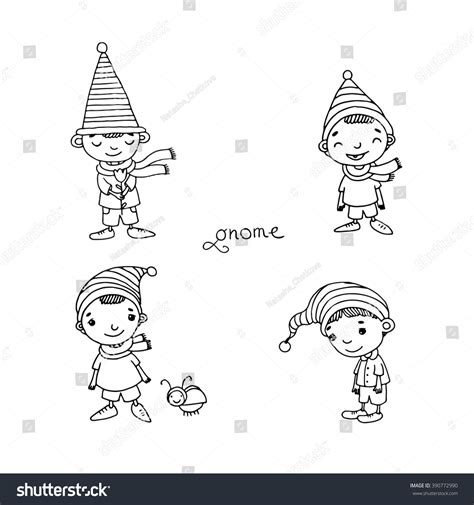 Set Cute Little Gnomes Hand Drawing Stock Vector (Royalty Free) 390772990 | Shutterstock