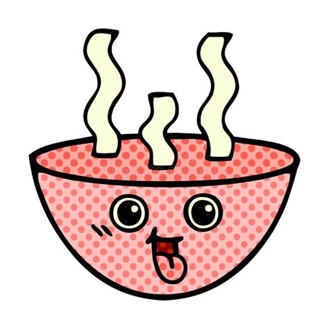 Desenho Animado Em Quadrinhos De Uma Tigela De Sopa Quente Ilustra O