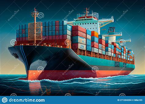 Close Up Of A Container Ship At Sea Generative Ai Generative Ai