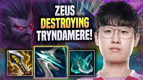 Zeus Destroting With Tryndamere T1 Zeus Plays Tryndamere Top Vs Yone