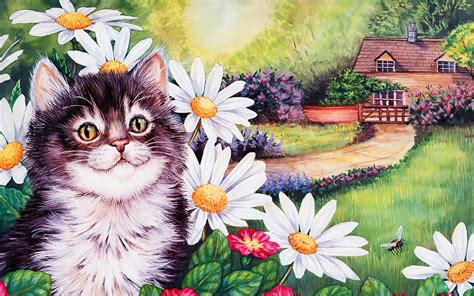 Cat Flowers Wallpaper Cats Wallpaper 36915302 Fanpop