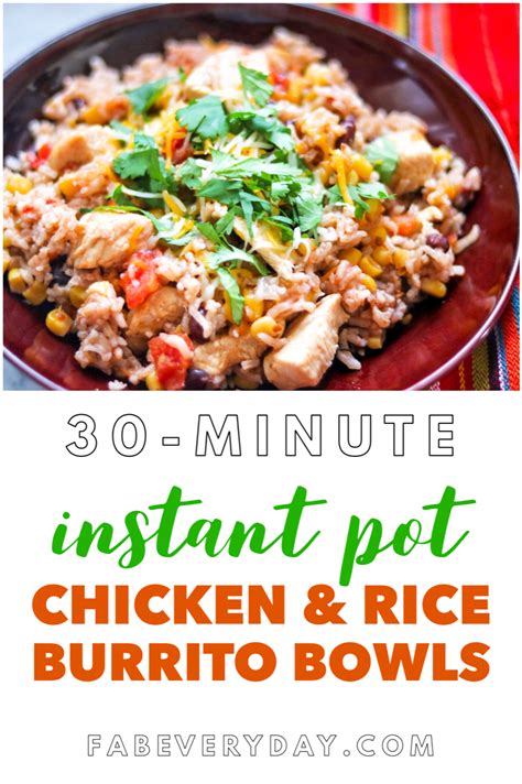 30 Minute Instant Pot Chicken And Rice Burrito Bowls Fab Everyday