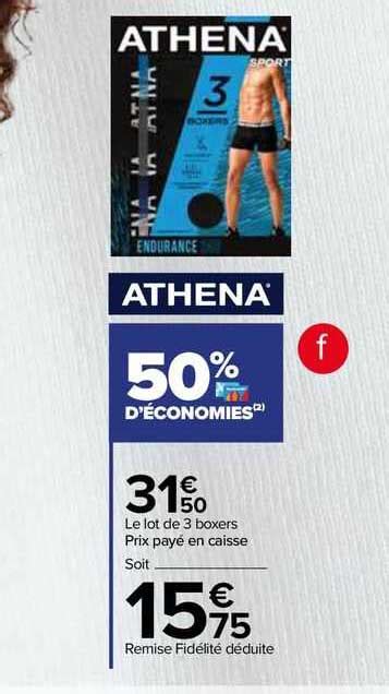 Promo Le Lot De Boxers Athena Chez Carrefour Market Icatalogue Fr