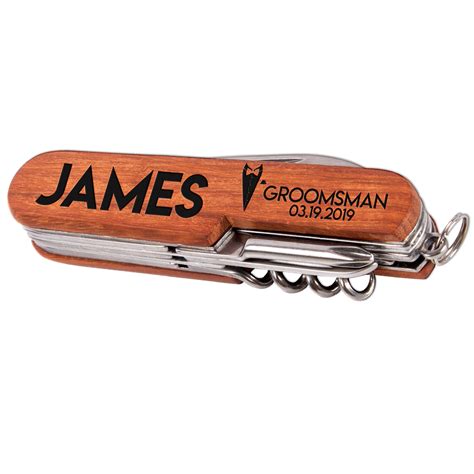 Personalized Groomsman Pocket Knife 8 Function Multi Tool Groomsmen