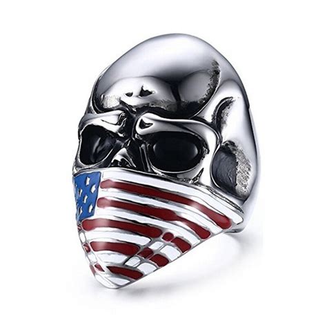 Seft Defense Ring Outdoor Edc Skull American Flag Safety Tools Self