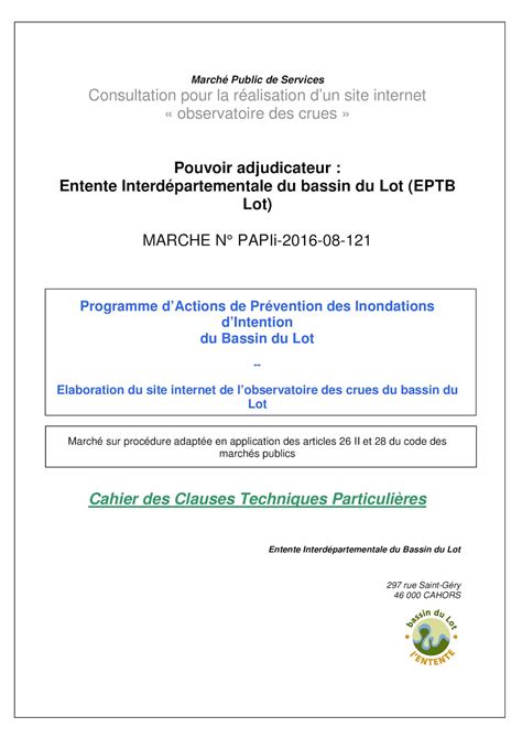 Cahier des Clauses Techniques Particulières