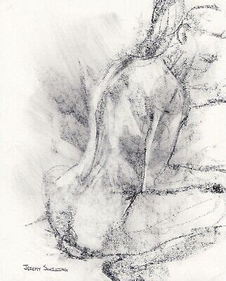 Female Nude Figure Original Graphite Drawing Naked Woman Model Fine Art